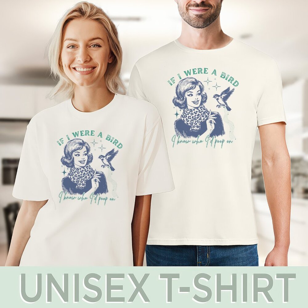 Bird Poop Humor Graphic Tee Funny Retro TShirt - Picture 5 of 6
